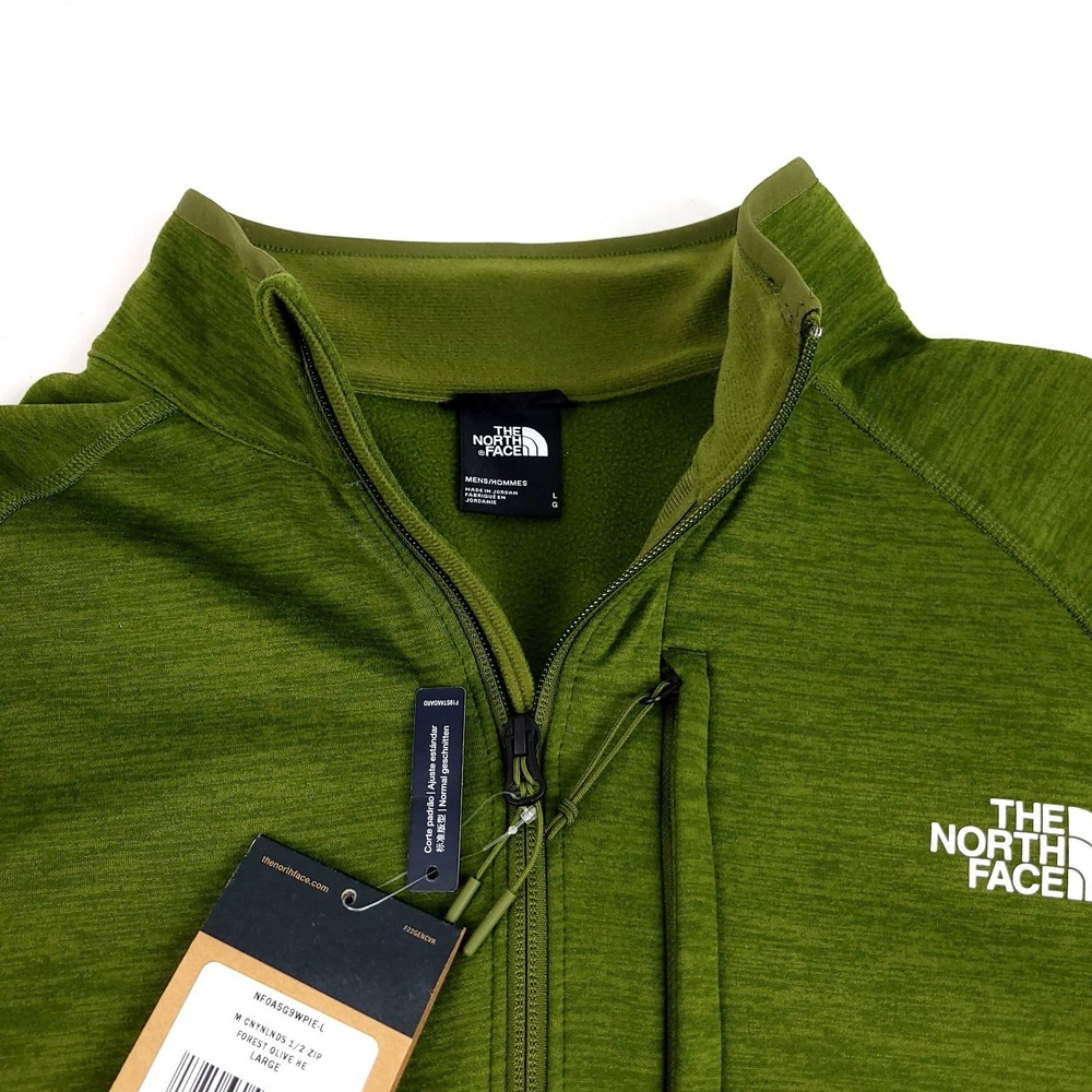 The North‎ Face Men's Large 1/2 Zip Forest Olive Long Sleep New - Picture 5 of 10
